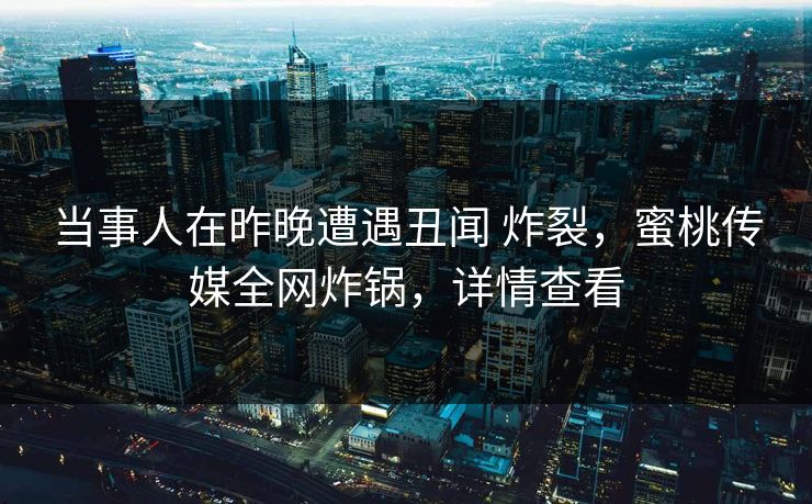 当事人在昨晚遭遇丑闻 炸裂，蜜桃传媒全网炸锅，详情查看