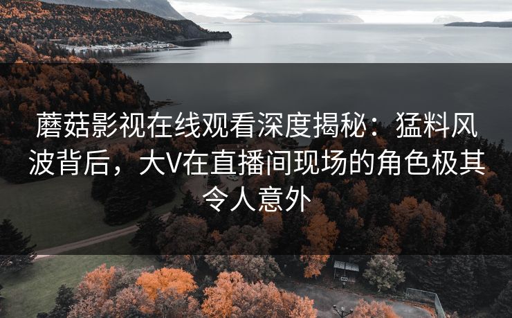 蘑菇影视在线观看深度揭秘：猛料风波背后，大V在直播间现场的角色极其令人意外