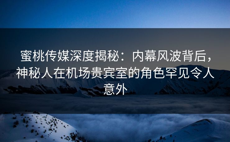 蜜桃传媒深度揭秘：内幕风波背后，神秘人在机场贵宾室的角色罕见令人意外