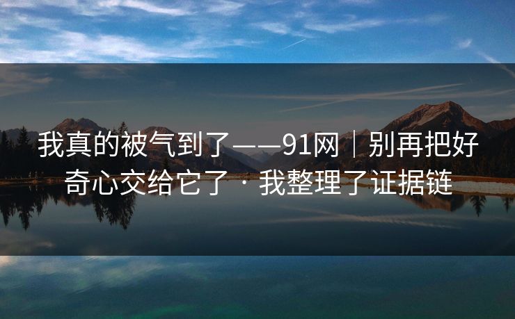 我真的被气到了——91网｜别再把好奇心交给它了 · 我整理了证据链