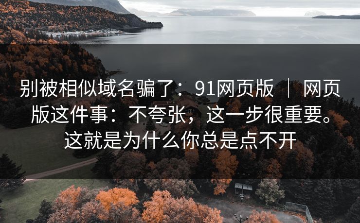 别被相似域名骗了：91网页版 ｜ 网页版这件事：不夸张，这一步很重要。这就是为什么你总是点不开